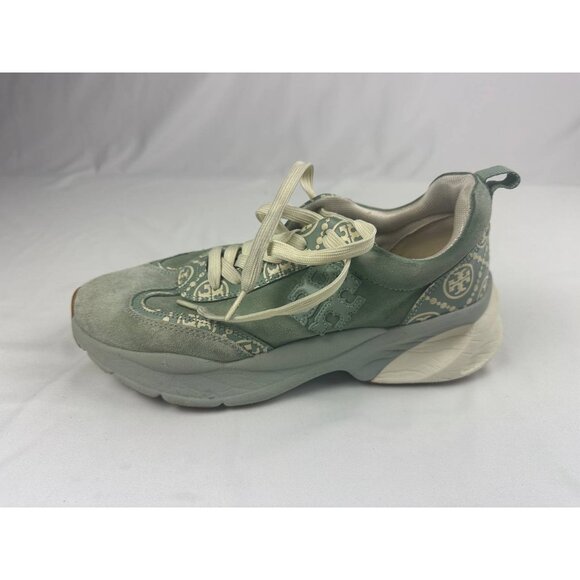 TORY BURCH T Monogram Good Luck Trainer Blue Celadon Women's Shoes Size 9M - Picture 4 of 9